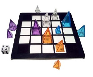 Faraón Faraón je hra Andy Looneyho, původně dárek fanouškům, pro 2 až 4 hráče, k níž je potřeba jedna sada pyramidek, sopečná deska (Volcano Board nebo jiná hrací deska 5x5 polí) a klasická kostka.