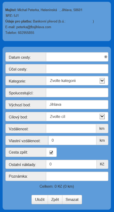 (1J0 1234 není 1J0 12-34 ani 1J01234) Pokud zadáte SPZ správně, otevře se Vám NOVÝ