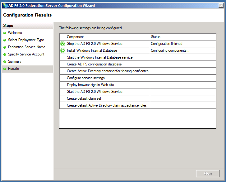 Federace instalace AD FS serveru