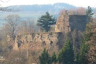 Kolem hradu byla vybudována soustava hradních příkopů, přes které vedly dva visuté mosty (do předhradí a do horního hradu - sídla feudála).