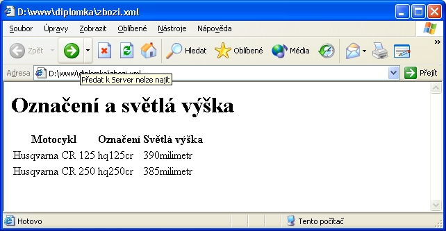 5. Porovnávání <xsl:template match="svetla_vyska"> <xsl:value-of select="."/> <xsl:value-of select="@units"/> </xsl:stylesheet> Hodnota atributu je jednoduše řetězcová hodnota atributu.