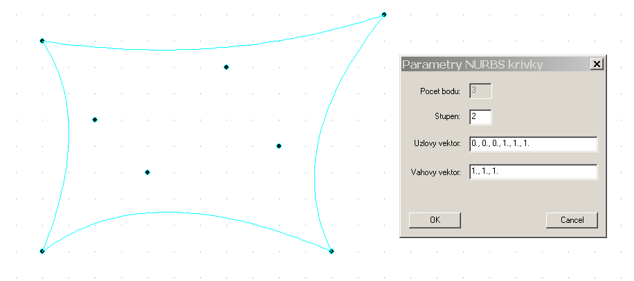 Obrázek 2: Zadávání NURBS křivky Obrázek 3: Zadání obecné NURBS plochy 5.