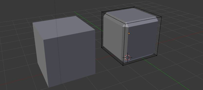 Boolean, vytvoříme kvádr o velikosti dveří a umístíme ho do místa, kde chceme dveře. Vybereme jej a zvolíme Difference. Scéna by měla vypadat jako na obrázku.