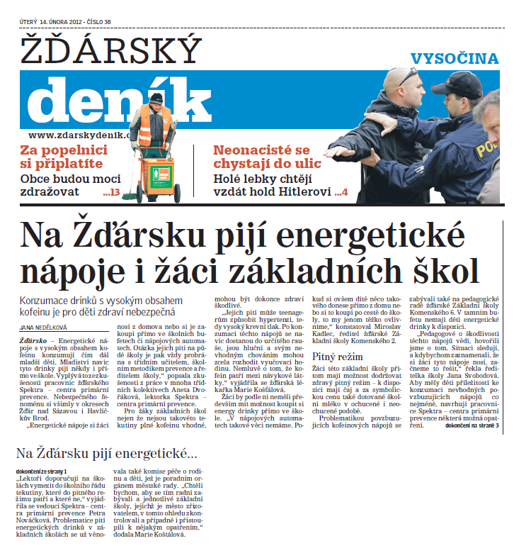 Napsali o nás Článek píše o zkušenostech pracovnic Spektra- Centra primární prevence pracujících s dětmi na ZŠ.