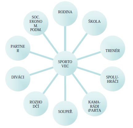 Osobnost sportovce je postavena na určité struktuře, která má pyramidovou posloupnost. Vespodu pyramidy jsou povahové vlastnosti, nad vlastnostmi jsou schopnosti s nadáním a talentem.