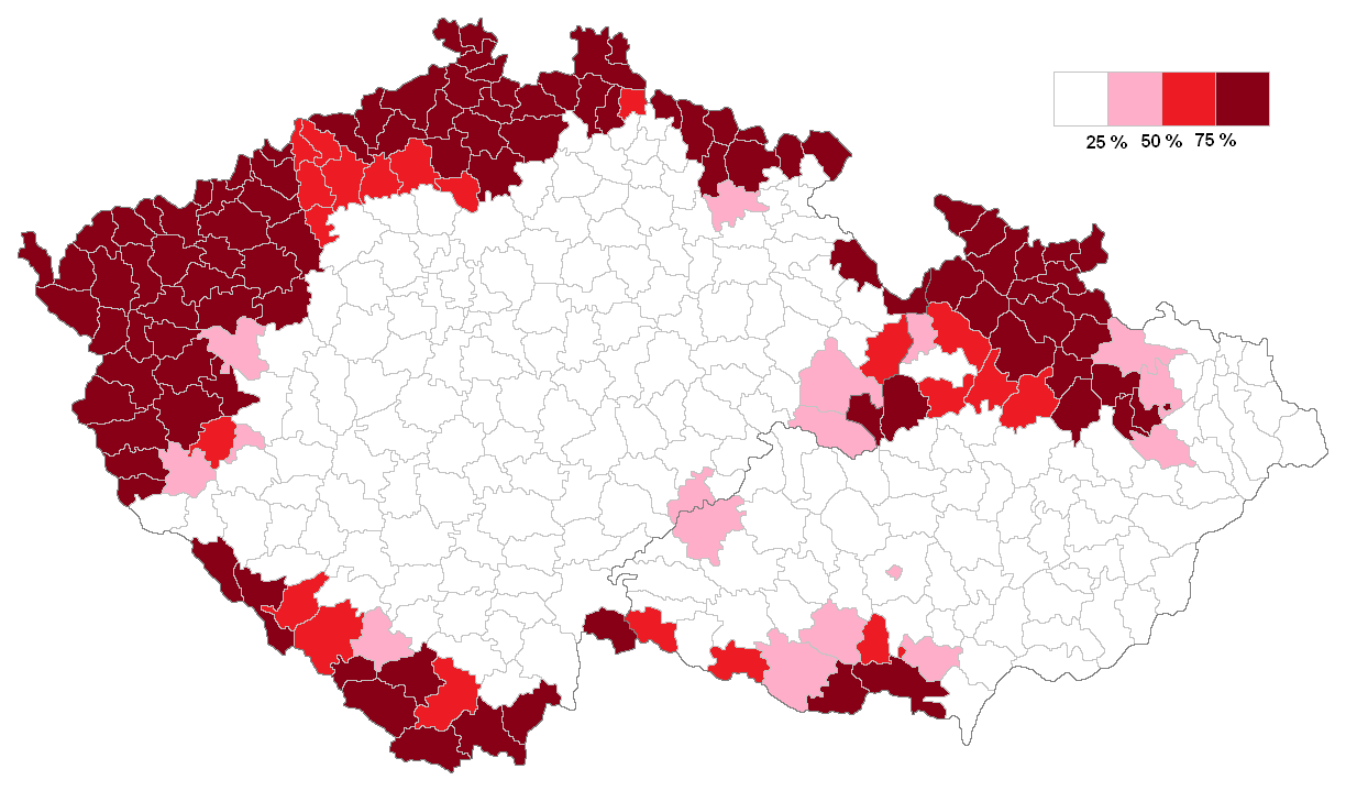 Kačerov Oblast s převažujícím německým obyvatelstvem v ČR ve 30.