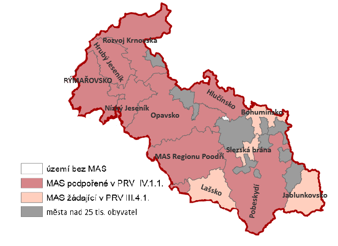 jednotlivých regionů musí být celistvé, překrývání ploch jednotlivých MAS není možné, a tedy každá obec může být členem pouze jednoho uskupení (NS MAS, 2013). Obr.