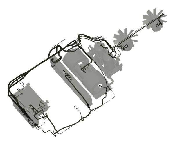 Návrh hydrauliky, pneumatiky a elektriky Vývoj hydraulických obvodů, optimalizace, výběr komponentů Návrh rozvodu ve 3D Pneumatické obvody, spotřeba vzduchu, vytipování komponentů Elektrické