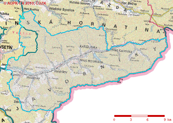 Vymezení PO Horní Vsacko z mapmakeru www.nature.cz.