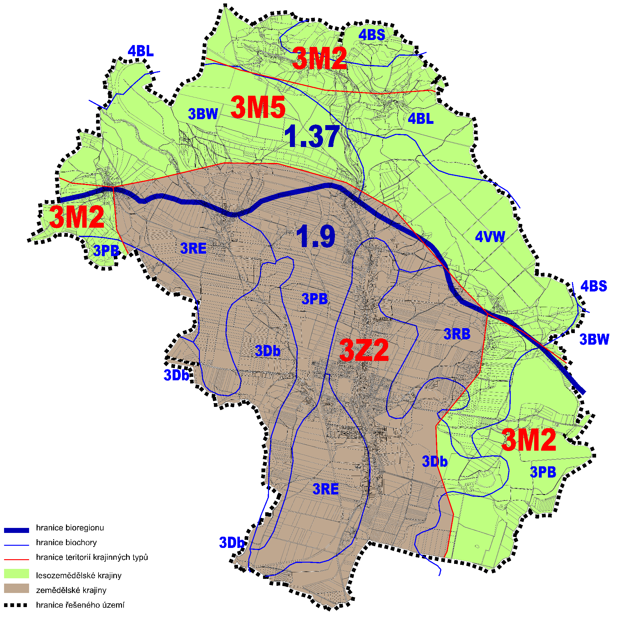 E.4 - Odůvodnění koncepce uspořádání krajiny bioregion 1.9 Cidlinsko-Chrudimský (Cidlinská část): Je tvořen křídovou tabulí a je typickým přechodem 2. bukodubového vegetačního stupně do 3.