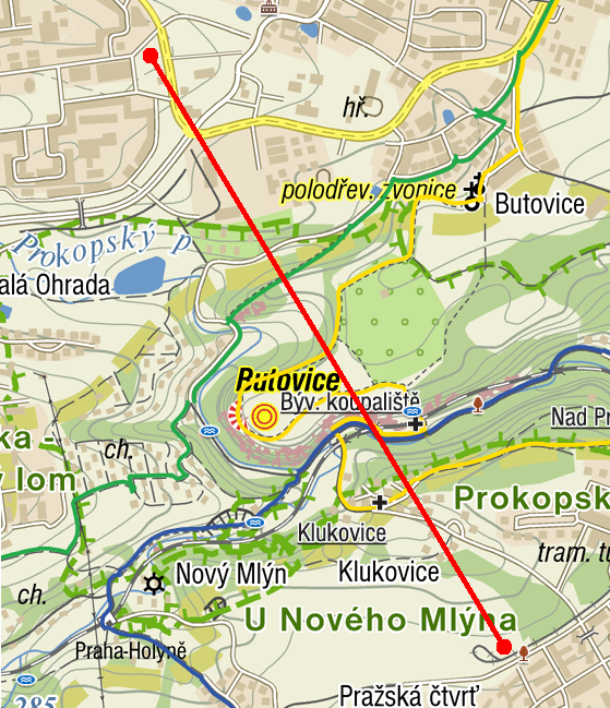 Topografické údaje: Vodorovná délka: 2520 m