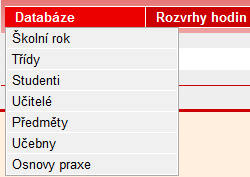 Obrázek 4: Administrace Administrace se skládá ze tří hlavních záložek. Jsou to Databáze, Rozvrhy hodin, Nastavení a Export. Všechny záložky jsou dopodrobna rozepsány v následujících kapitolách. 4.1.