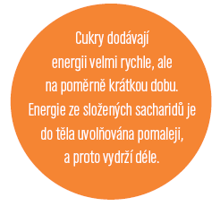 Sacharidy Nejpohotovějším zdrojem energie jsou sacharidy. Fungují v lidském těle jako palivo, proto je potřebné je doplňovat v průběhu celého dne.