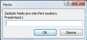 Tlačítko OK Kliknutím na tlačítko OK provedeme potvrzení zadaného hesla. Opakované zadání hesla Znovu zadáme heslo.