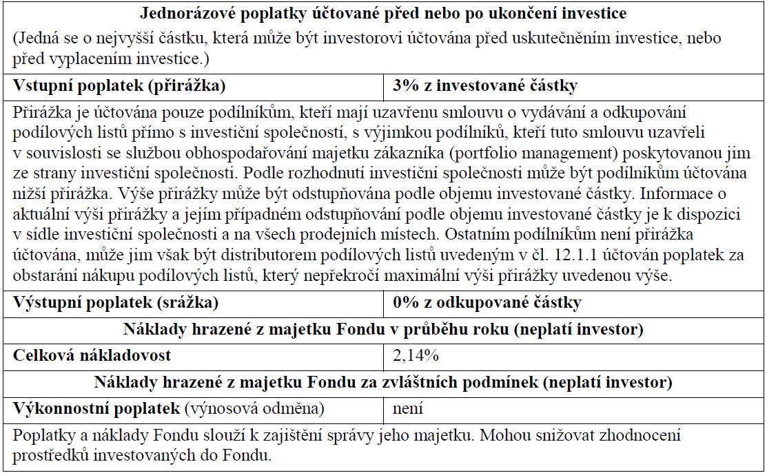 Tab. 3 - Struktura poplatků a nákladů fondu 67 6.