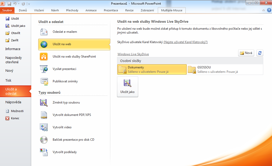 S PowerPointem 2010 se vám nabízí možnost rozpracovaný dokument jedním klepnutím myši uložit na SkyDrive, cestou domů ve vlaku či v autobuse si ho ze SkyDrive otevřít, pracovat na něm a až si doma na