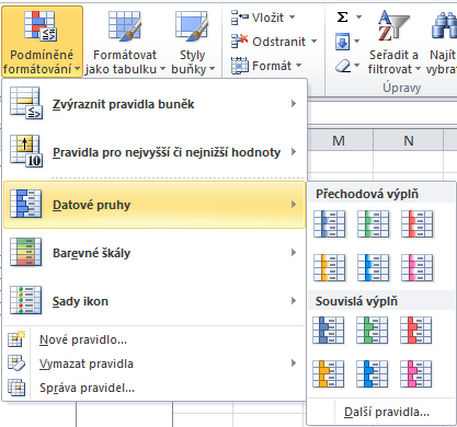 5. Podmíněné formátování Rozsáhlé změny v podmíněném formátování byly uvedeny již ve verzi Microsoft Office 2007.