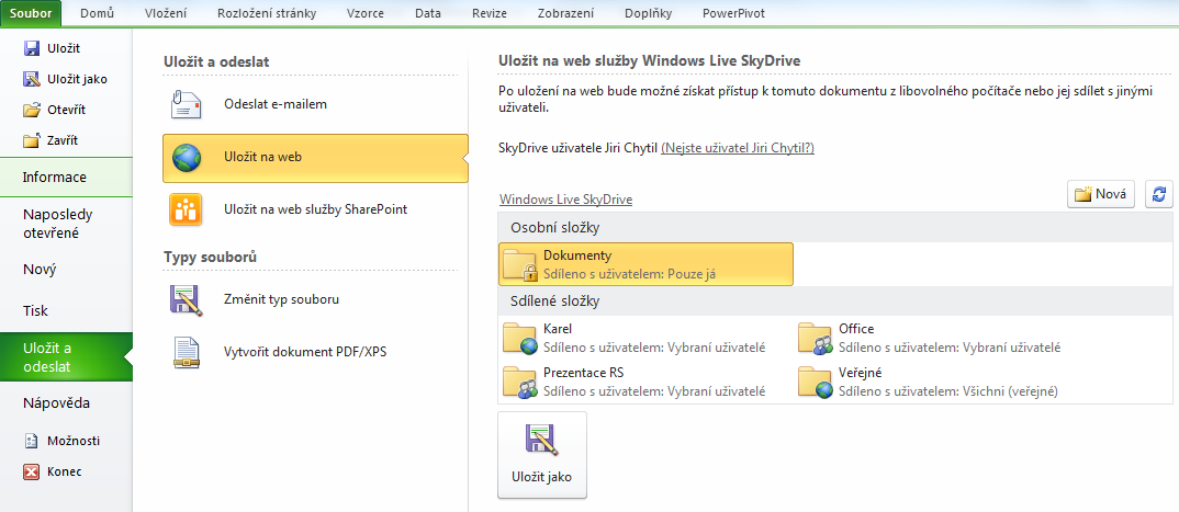 5. Po chvíli nahrávání souboru bude váš soubor uložen na úložišti SkyDrive a máte k němu přístup z jakéhokoliv zařízení připojeného k síti Internet. Obrázek 37 Výsledek porovnejte s Obrázek 37. 10.2.