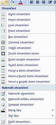 Excel úkol 01 úvod formát buňky Obrázek 20 Dialogové okno Formát buněk karta Ohraničení Orámování buněk můžete, také provést přes pás Domů v sekci Písmo si u ikony