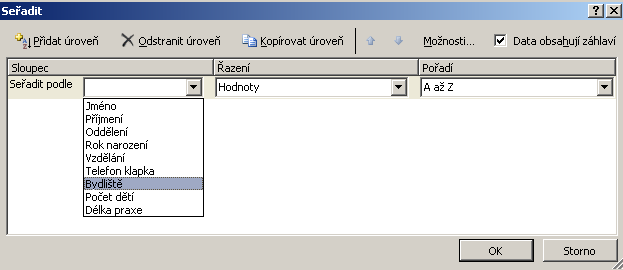 Excel úkol 06 třídění, filtry Přejmenování listů. Tato část je opakováním bodu 5 z lekce 1.