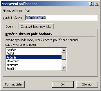 Excel úkol 08 kontingenční tabulky 5) Pomocí kontingenční tabulky vytvořené podle oddělení a funkce zjistěte součty platů a průměry platů na novém listě a pojmenujte Kontingenční_2.