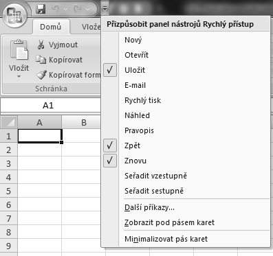 3 - Řádek vzorců zobrazuje text nebo vzorec, který je zapsán v buňce. 4 - Sloupce tabulky sloupce tabulky jsou určeny písmeny (A až IV).