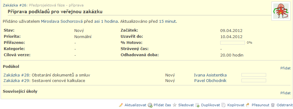 UTB ve Zlíně, Fakulta managementu a ekonomiky 72 Pro náš konkrétní příklad realizace zakázky na konstrukci z lepeného lamelového dřeva by tabulka s úkoly mohla vypadat takto: Obr. 18.