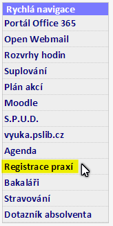 Přihlášení na praxe Obsah 1. Z hlavní stránky školy... 1 2. Přihlášení do systému... 1 3. Upozornění... 2 4. Po přihlášení... 3 5. Úvodní stránka praxí... 3 6. Přehled firem... 4 7. Přidání firmy.