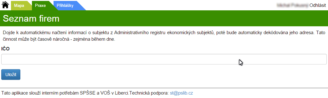 6. Přehled firem V přehledu firem je možné se podívat, jaké firmy jsou v systému registrované.