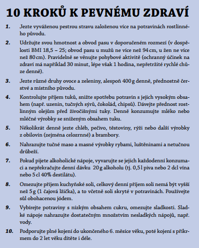 (80). Tato doporučení bývají často graficky zpracována. O potravinové pyramidě je podrobněji pojednáno v kapitole 8.2. 8.1 10 krokŧ k pevnému zdraví Jedná se o obecná výţivová doporučení.