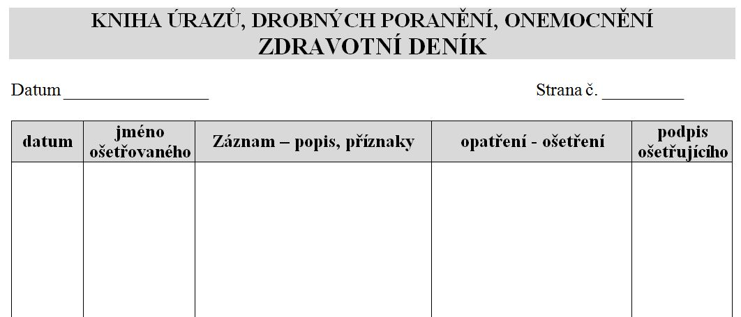 Do tohoto prohlášení můţete připsat také například, ţe dítě nepřišlo do styku s osobou, která má vši. Průkaz zdravotní pojišťovny musí být uloţeny u zdravotníka nebo u hlavního vedoucího tábora.