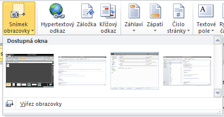 6. Snímky obrazovky Zřejmě jste se již při své práci někdy setkali se situací, ve které bylo zapotřebí do prezentace vložit výřez obrazovky počítače nebo okno některé aplikace.