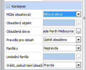 V části Kntejner zadejte tyt vlastnsti (kntejner - bjekt - kyblík - musí být aktivní): Může bsahvat: Nic, Libvlný bjekt, Knkrétní bjekt, Obsažený bjekt, Klíčvá slva: klikněte na Knkrétní bjekt, pkud