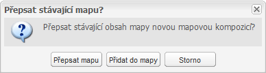 Přidání mapové kompozice do mapového okna: 1. Kliknutím na položku v seznamu kompozic se zobrazí dialogové okno 2.