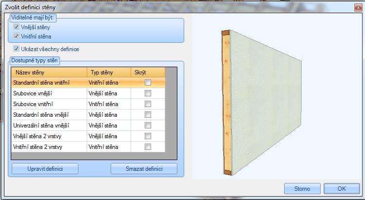 2.2.8 Konvertování dřevěných stěn na stěny masivní Tato funkce umožňuje změnu dřevěných stěn na stěny masivní, přičemž budou všechny vrstvy stěny, které jsou k dispozici smazány.