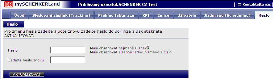 Jste v kapitole: Přehled on-line služeb Sledování zásilek 1.3.3.12 Kontakt na DB Schenker Pro zaslání emailu na adresu tracking@schenker.cz použijte prosím tlačítko Kontaktujte nás. 1.3.3.13 Volba jazyka K přepnutí české a anglické jazykové verze slouží přepínací tlačítko v pravém horním rohu.