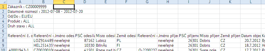 Jste v kapitole: Podrobné návody myschenkerland Advanced Tracking Pokud chcete zobrazit detail nákladového kusu: Detail nákladového kusu (balení) 14. Stiskněte tlačítko BALENÍ.