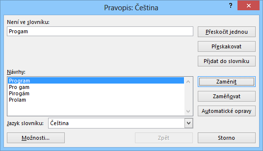 7 Karta Revize 135 7 Karta Revize Pravopis 7.1 Kontrola pravopisu Po kliknutí do tlačítka Pravopis proběhne kontrola pravopisu na daném listu.