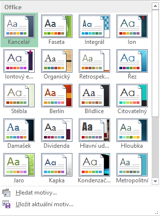 4 Karta Rozložení stránky 83 4 Karta Rozložení stránky Motiv Enc-04-01 4.1 Motivy Motivem chápeme sadu jednotných prvků návrhu vytvářejících vzhled dokumentu pomocí barev, písem a grafiky.