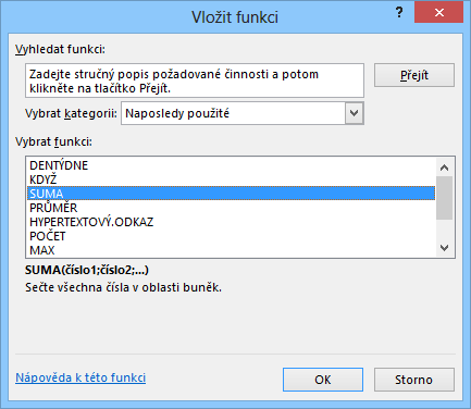 5 Karta Vzorce 87 5 Karta Vzorce Knihovna funkcí 5.1 Knihovna funkcí Funci Suma a funkci Když jsme již poznali dříve. Nyní se budeme věnovat dalším funkcím a výpočtům.