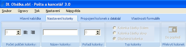 Vložení obrázku loga Do formuláře nebo obálky lze vložit také jakýkoli obrázek či logo, tuto možnost naleznete v menu pod položkou "Úpravy >> Vložit obrázek (logo)", otevře se tak dialog pro vložení