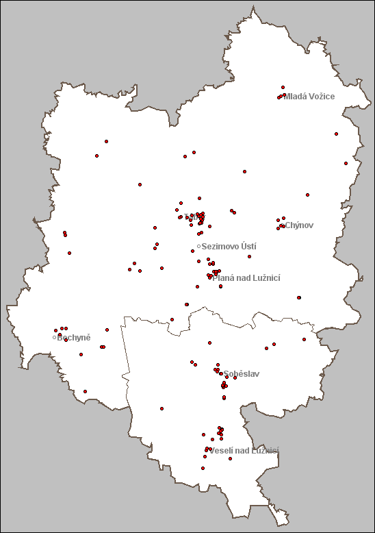 Okres: České Budějovice Název Obec-Část obce Zemědělské služby Dynín, a.s. Dynín Okres: Tábor Název Obec-Část obce ČEVAK a.s. - ČOV Veselí nad Lužnicí Veselí nad Lužnicí ČR Beton Bohemia spol. s r.o. - betonárna Veselí nad Lužnicí Veselí nad Lužnicí Efko cz s.