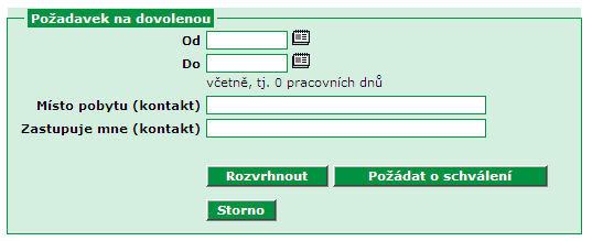 Dovolená - poţadavek