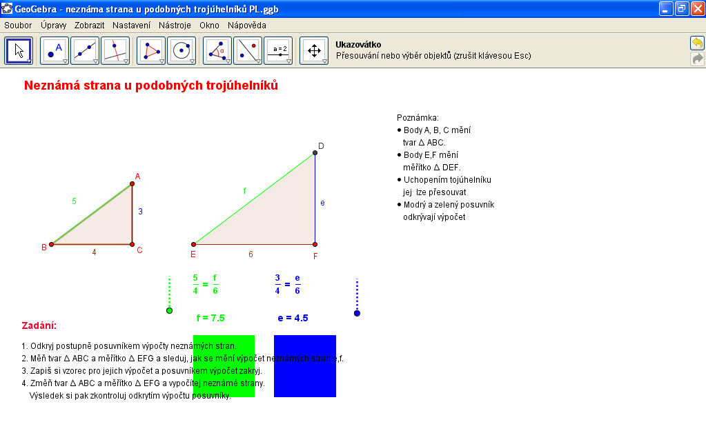 Obrázek 4 pracovní list "Podobnost trojúhelníků".