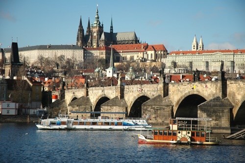 The Czech Republic The capital and the largest city is Prague. The country is bordered by Germany in the west, Austria in the south, Slovakia in the east and Poland in the north.