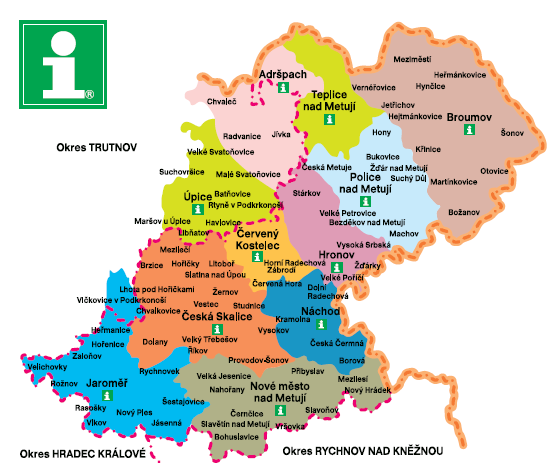 Obrázek 3 Rozdělení působnosti informačních center v Kladském pomezí Zdroj: Oficiální stránky Svazu cestovního ruchu Branka, o.p.s. [cit. 2013-01-21]. Dostupné na internetu: http://www.kladskepomezi.