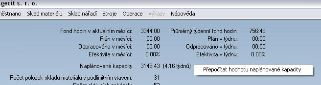 Nabidka Program Průměrný týdenní fond: Ovlivňuje průměrný týdenní fond započtením průměrné nemocnosti a dovolené.