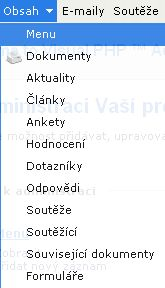 110 Visual PHP - Uživatelská příručka Po uložení se Vám zobrazí již zapsané menu. 15.