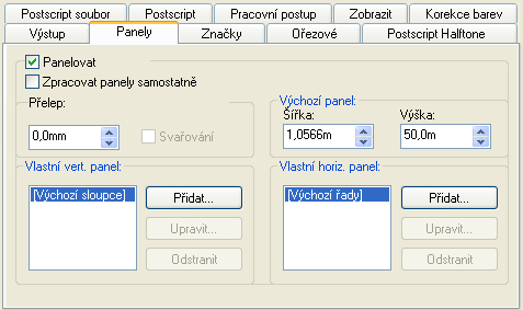 Velikost: lze omezit na velikost papíru média. Pokud se grafika nevejde na papír, bude zmenšena tak, aby se na něj vešla, pokud není však zapnutá funkce Panelovat.