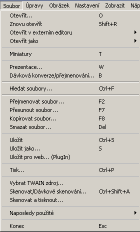 IV. PRÁCE S KONKRÉTNÍ FOTOGRAFIÍ (SOUBOREM) Z této záložky doporučuji využívat: - OTEVŘÍT (soubor) - nebo poklepáním v průzkumníkovi - MINIATURY - už jsme si řekli (je to vlastně Průzkumník) -